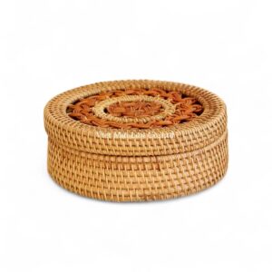 Organic Round Rattan Box