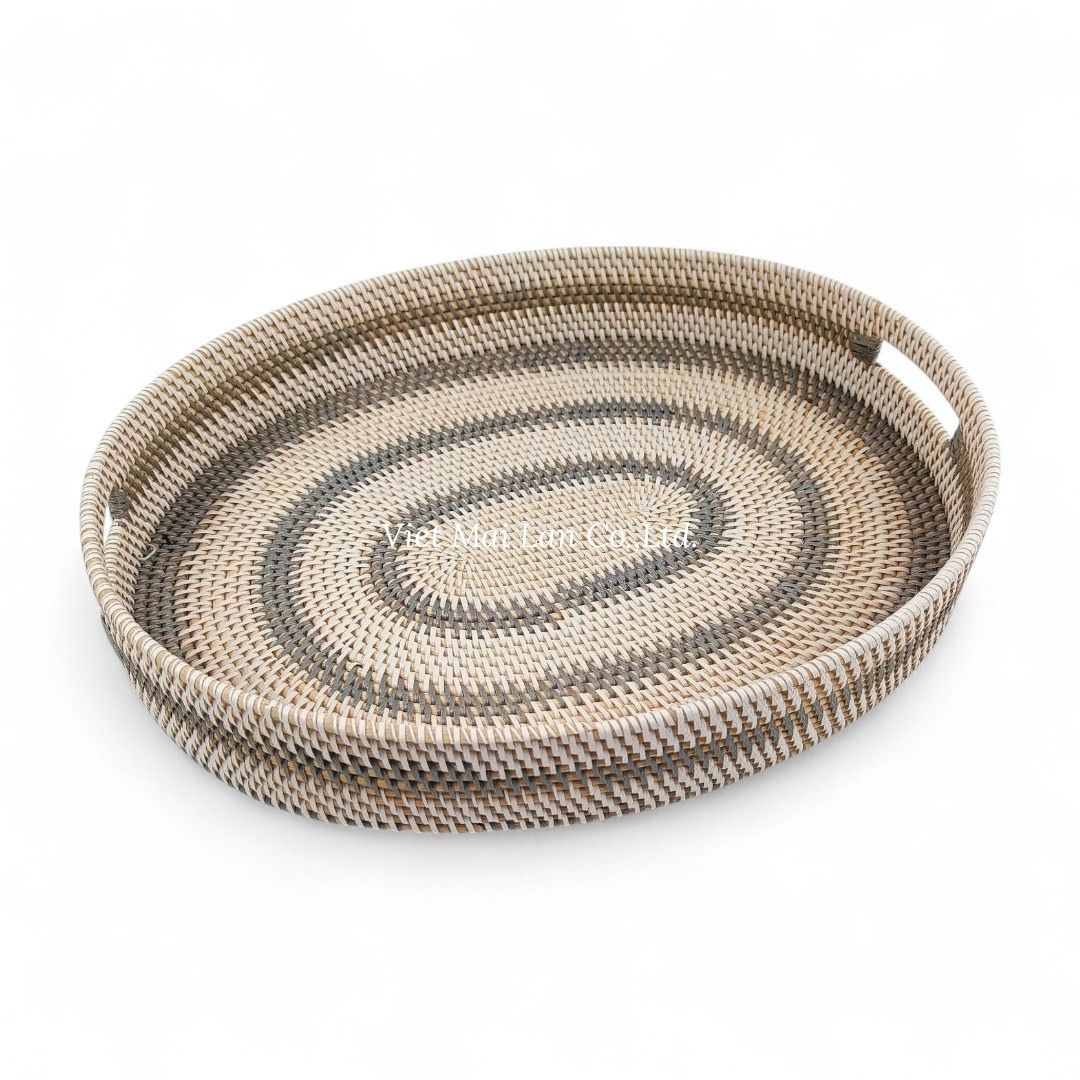 Oval Rattan Tray with Handles