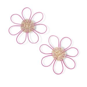 Pink Floral Rattan Kids Wall Decor
