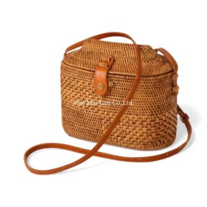 Rattan Bag with Leather Strap