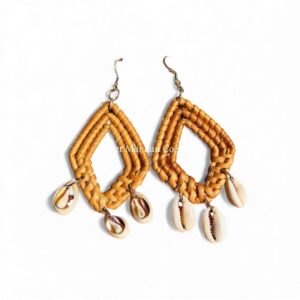 Rattan Earrings with Shell