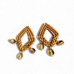 Rattan Earrings with Shell