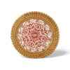 Red Floral Ceramic Rattan Coaster