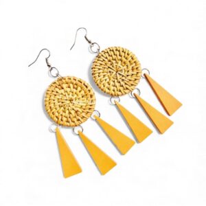 Round Boho Rattan Earrings