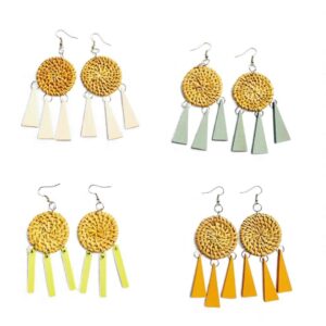 Round Boho Rattan Earrings