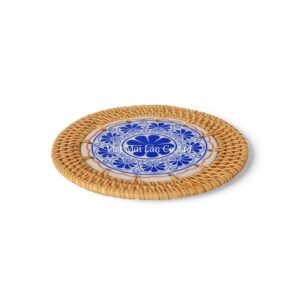 Round Ceramic Rattan Coaster