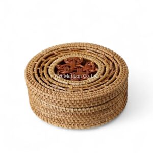 Round Handwoven Rattan Box