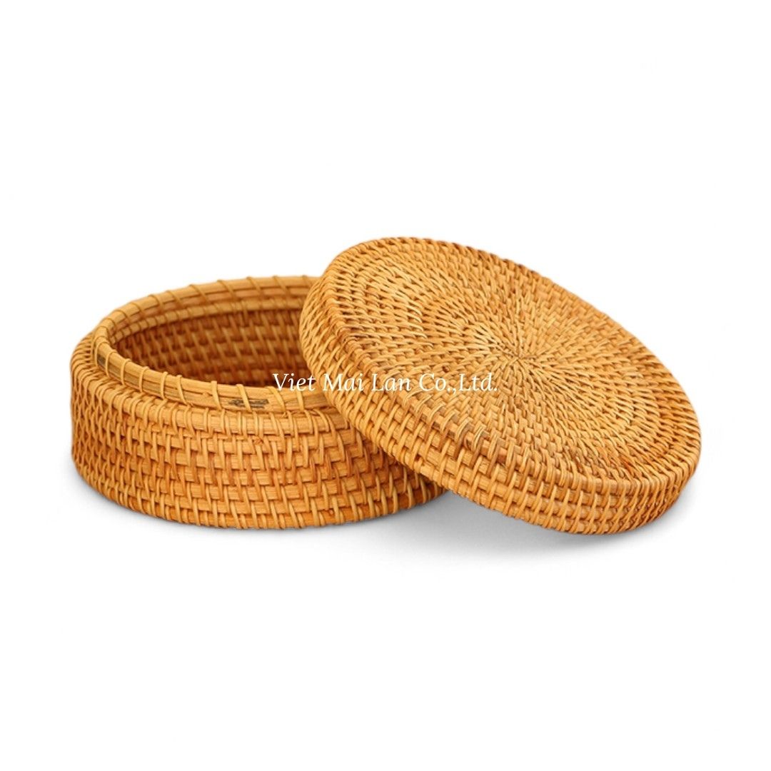 Round Natural Rattan Box