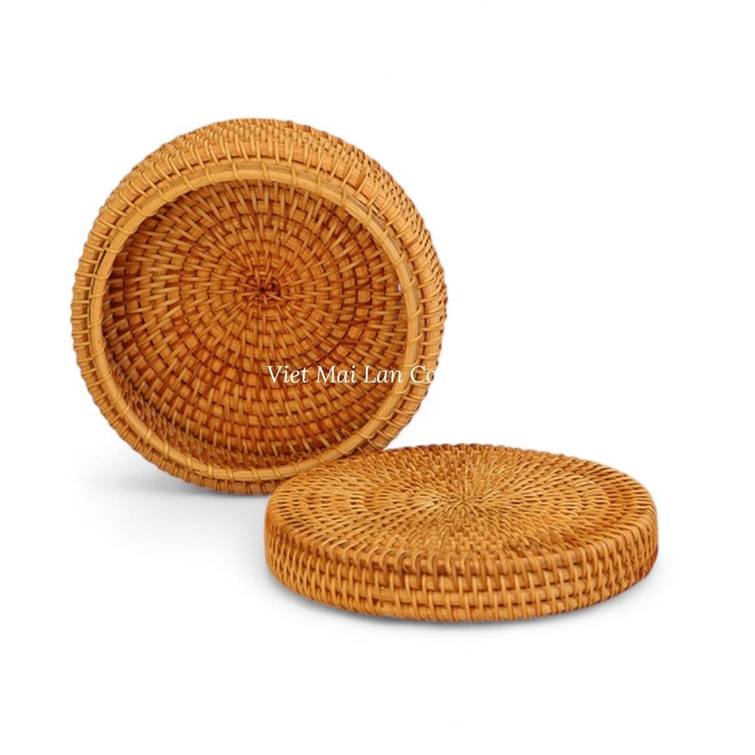 Round Natural Rattan Box