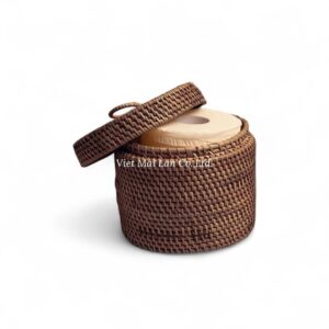 Round Rattan Tissue Box