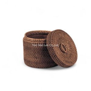 Round Rattan Tissue Box