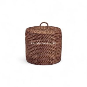 Round Rattan Tissue Box