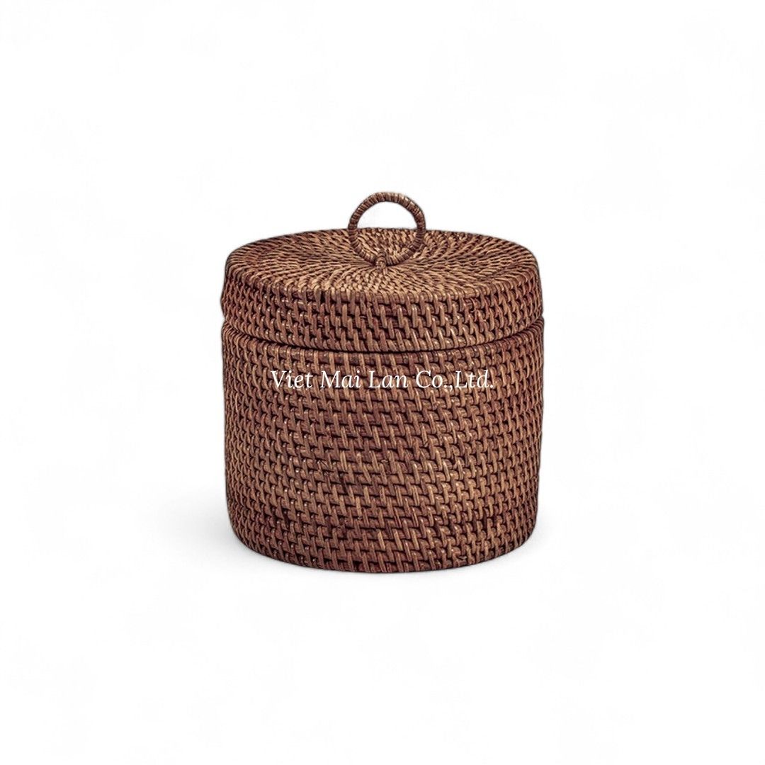 Round Rattan Tissue Box
