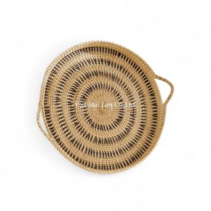 Round Rattan Tray Set with Handles