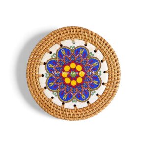 Rustic Ceramic Rattan Coaster