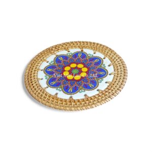 Rustic Ceramic Rattan Coaster