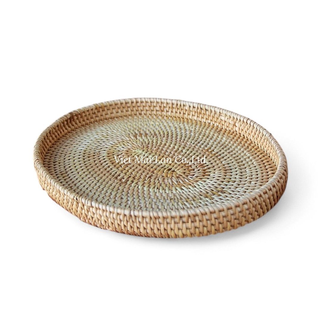 Rustic Oval Rattan Tray