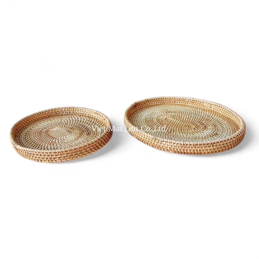 Rustic Oval Rattan Tray