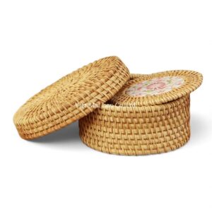 Rustic Rattan Coaster Set