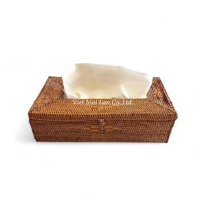 Rustic Rectangular Rattan Tissue Box