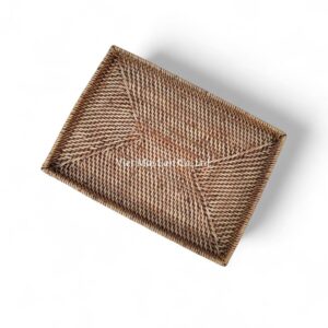 Rustic Rectangular Rattan Tray