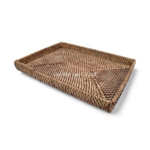 Rustic Rectangular Rattan Tray