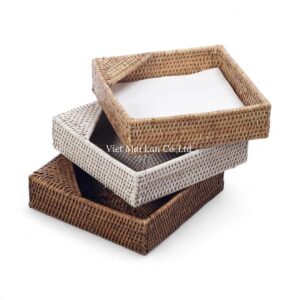 Rustic Square Rattan Tissue Box