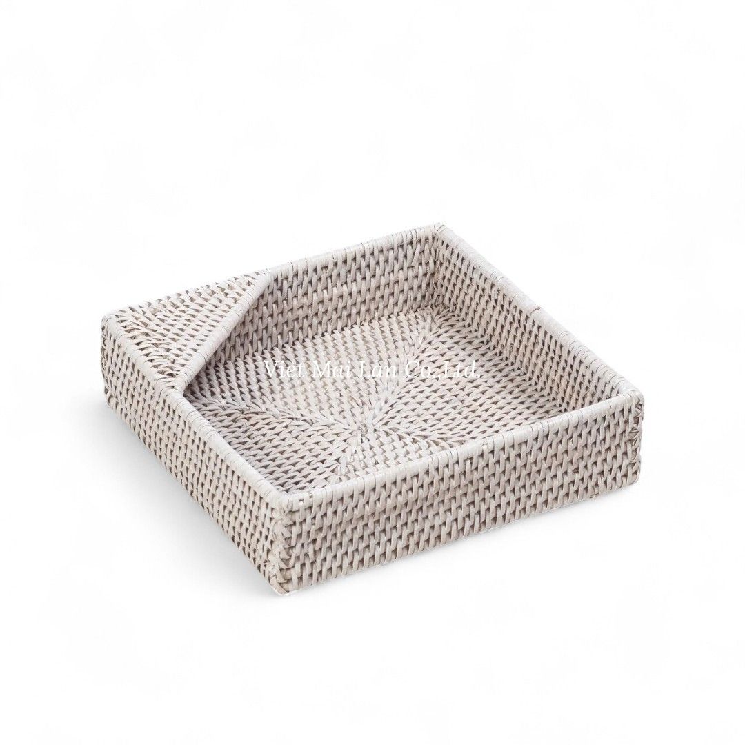 Rustic Square Rattan Tissue Box