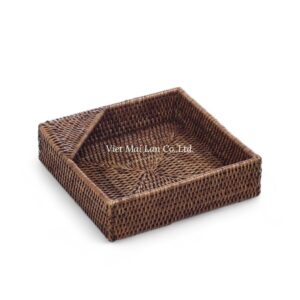Rustic Square Rattan Tissue Box