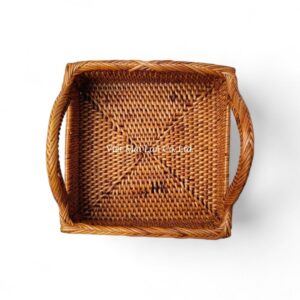Rustic Square Rattan Tray