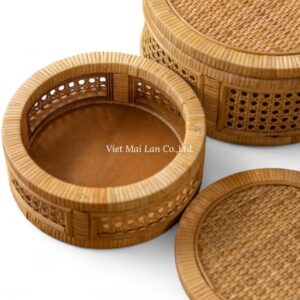 Set 2 Natural Jewelry Rattan Boxes