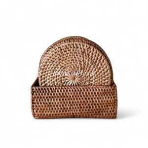 Set Dark Brown Rattan Coaster