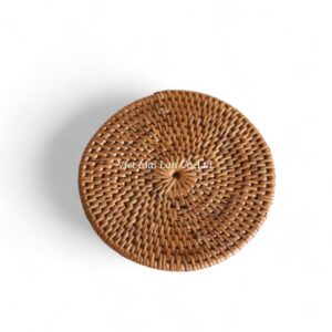 Set Dark Brown Rattan Coaster