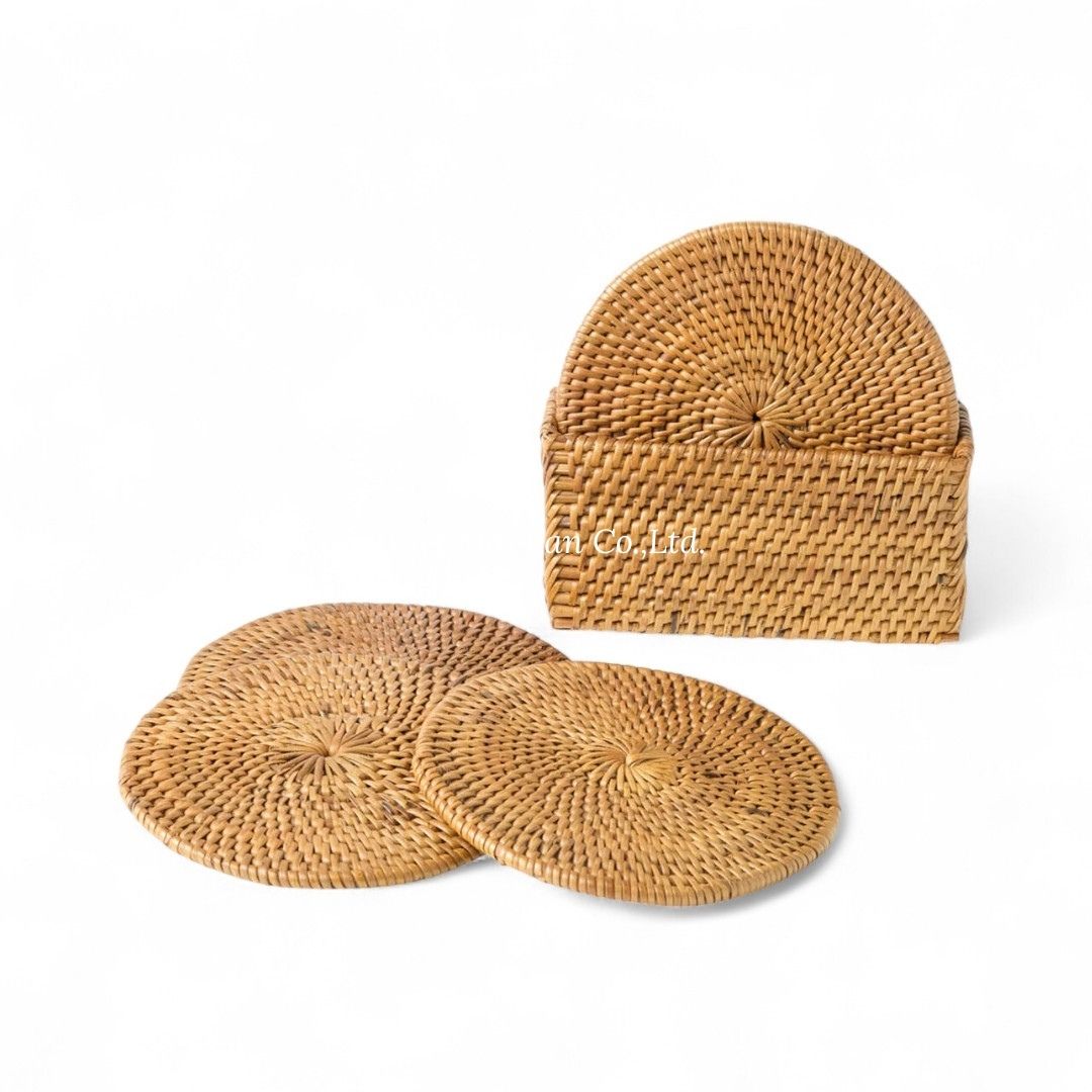 Set Natural Rattan Coaster