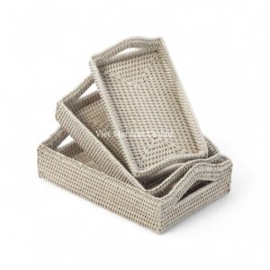 Set Rectangular Rattan Tray