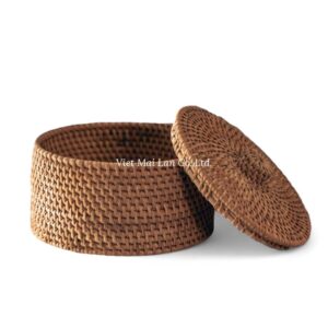 Small Brown Jewelry Rattan Box