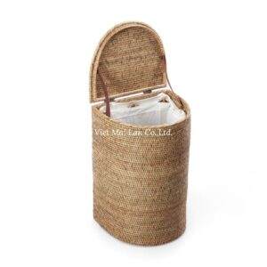 Tall Brown Rattan Laundry Basket