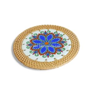 Tropical Ceramic Rattan Coaster