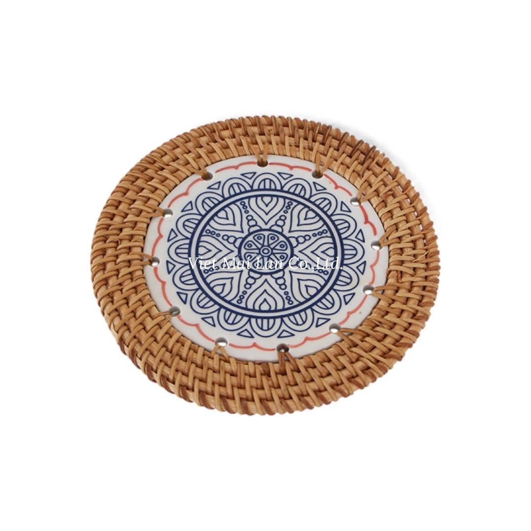 Vietnam Ceramic Rattan Coaster