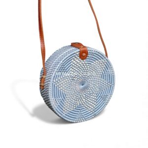 Vintage Blue Rattan Bag