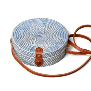 Vintage Blue Rattan Bag