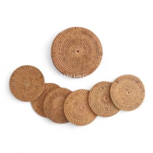 Vintage Brown Rattan Coaster