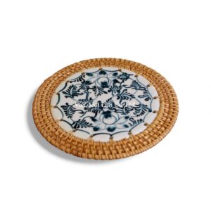 Vintage Ceramic Rattan Coaster