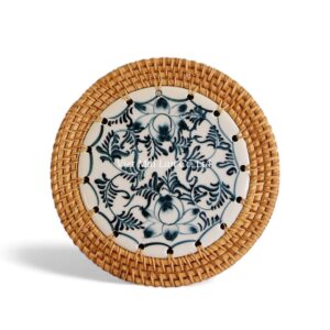 Vintage Ceramic Rattan Coaster
