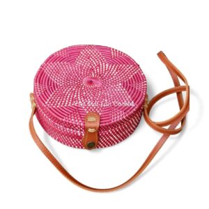 Vintage Pink Rattan Bag