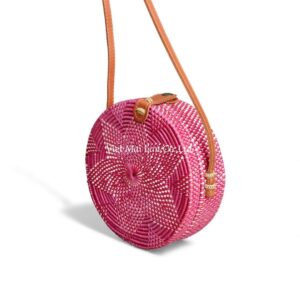 Vintage Pink Rattan Bag