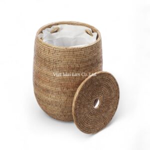 Vintage Rattan Laundry Basket