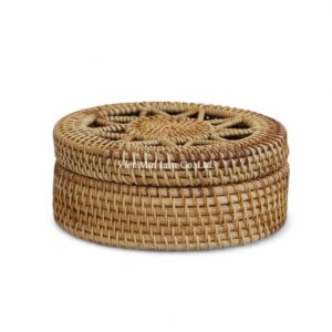 Vintage Round Rattan Box