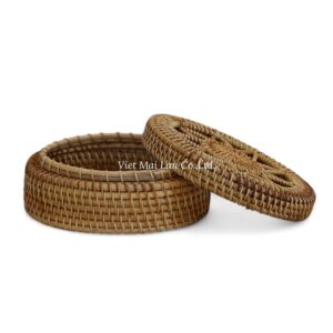 Vintage Round Rattan Box