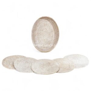 White Oval Rattan Placemat Set